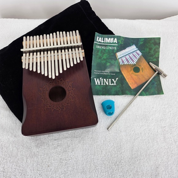 Winly Other - Winly 17 Key Kalimba Thumb Piano Mahogany Wood Mbira with Tuning Hammer and Bag